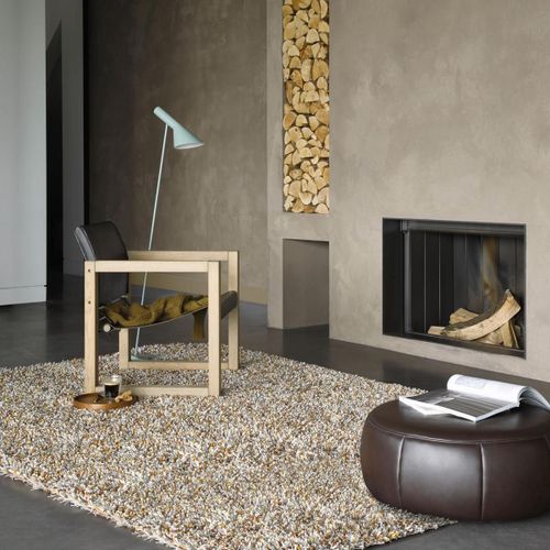 Tapis Shaggy 250x350 Rectangle Tuft Orange Et Blanc En Laine Motif Faux Uni