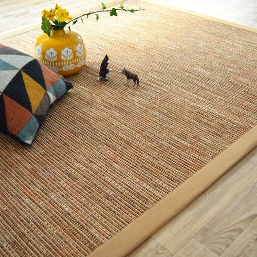Tapis Tiss Plat Borno Nature Ganse Coton Caf Au Lait Decoweb.Com - 140 X 200 Cm