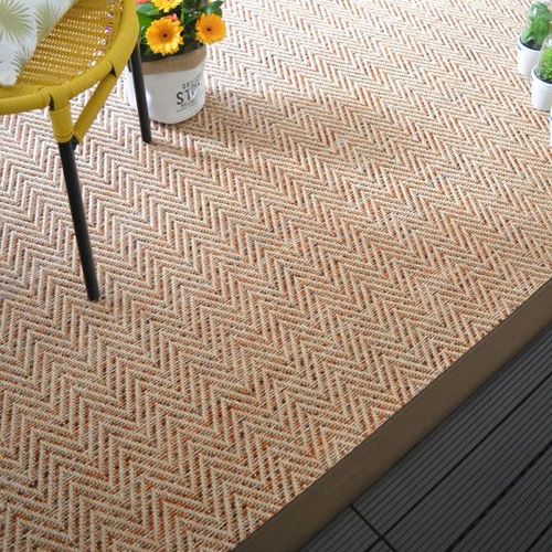 Tapis Tiss Plat Java Chevron Nature Ganse Synthtique Marron Decoweb.Com - 160 X 230 Cm