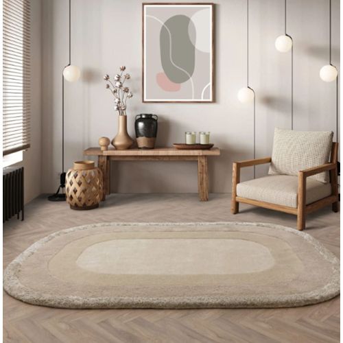 Tapis Tuft Main En Laine Beige 160x230 Cm