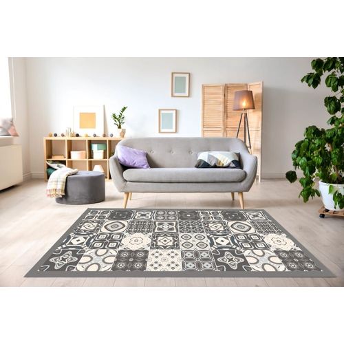 Tapis Vinyle Carreaux Ciments Gris 60x200cm