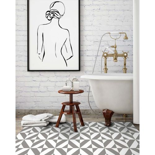 Tapis Vinyle Forme Gomtrique Grise 140x200cm