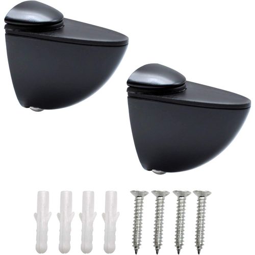 Taquets Pour tagres,2 Pcs Equerre Etagere Murale,Support Etagere Verre,8-10mm Porte-Verre En Zinc Clip Fixations Rglable Murale,Pince  Verre Noir Pour Escalier