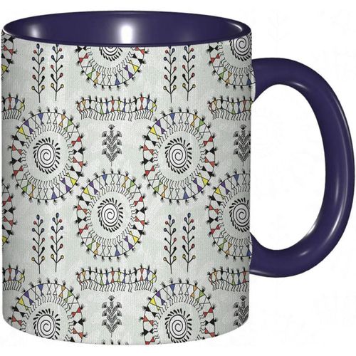 Tasse A Cafe Art Ancien Avec Impression D'image Folklorique De Danse Circulaire, Tasse De Tasse Coloree Pour Le Cafe A La Maison De Bureau