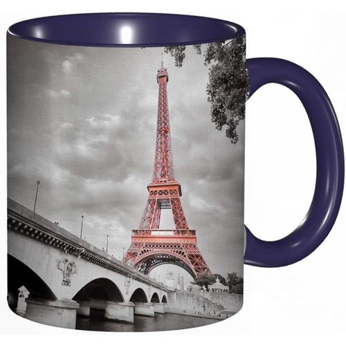 Tasse A Cafe Paris Tour Eiffel Pont Capitale Cloudscape Image De Style Monochrome | Imprime Saumon Dimgray | Tasse Coloree Pour Le Bureau La Maison Le The Le Cafe