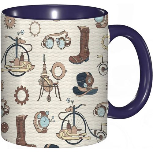 Tasse A Cafe Vetements Abstraits Avec Des Objets De Machine Industrielle De Velo Impression D'outils Anciens, Tasse De Tasse Coloree Pour Le Cafe A La Maison De Bureau