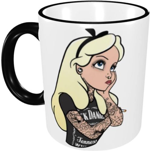 Tasse Alice Au Pays Des Merveilles Tasse  Caf Rsistante  La Chaleur/Au Froid Tasse En Poterie Cadeau D'anniversaire Unique 330 Ml Noir