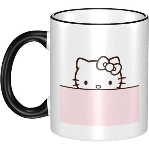 Tasse D'anime Hello Kitty Tasse  Caf De Grande Capacit 330 Ml Tasse De Petit Djeuner En Cramique Facile  Nettoyer Cadeau D'anniversaire Personnalis Noir Cz190