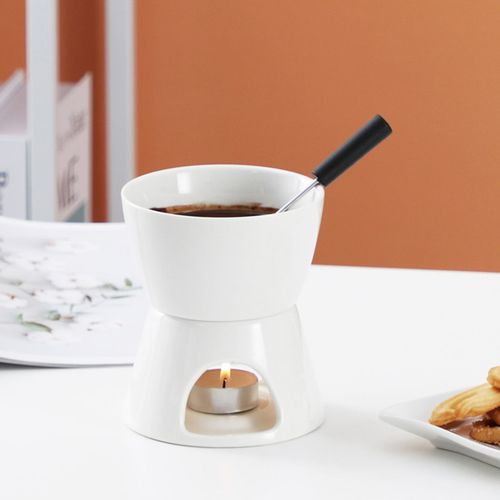 Tasses  fondue au chocolat avec fourchettes, tasses  fondre pour chocolat, beurre, cramique, ensemble de fondue au fromage, tasse  mijoter, bougie chauffe-plat, pot  fondue
