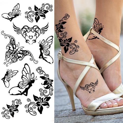 Tatouage Temporaire De Vigne De Fleur Aquarelle Pour Femmes Filles Faux Autocollant De Fte Papillon Rose Ver Scorpion