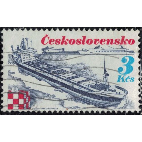 Tchcoslovaquie 1989 Oblitr Used Bateau Navire Porte Conteneurs Container Ship Y&t Cs 2801 Su