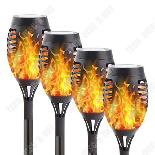 Td 4 Pices Led Flamme Solaire Lumires Ip65 tanche Jardin Paysage Simulation Torche Lumires Lampes Solaires Avec Effet De Flamme