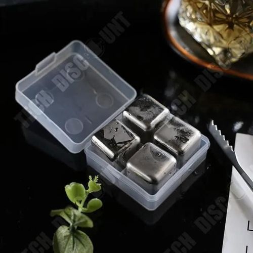 Td 4pices Glacons En Acier Inoxydable Whisky-Haute Technologie De Refroidissement-Glaons Reutilisable-Accessoire Alcool Et Whisky
