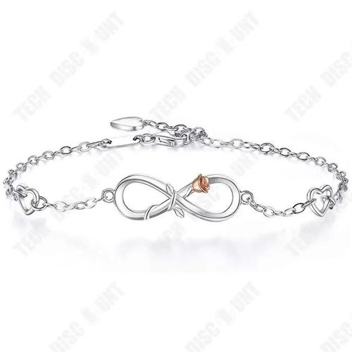Td Bracelet Femme Argent S925 Huit Caractres Rose En Forme De Coeur Bicolore Mode Simple Chane Symbole Infini Hypoallergnique