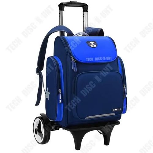 Td Cartable  Roulettes Double Usage Couleur Bleu Escaliers Unisexe Bande Rflchissante Grande Roue En Pvc tanche Multipoche Oxfo