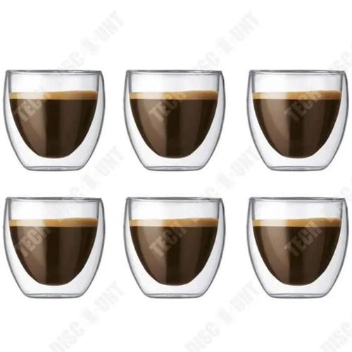 Td Coffret De 6 Tasse  Caf/Expresso/Espresso - 350 Ml , Set De Verre Transparent Double Paroi Pour Caf Et Th