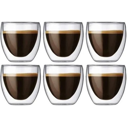 Td Coffret De 6 Tasse  Caf-Expresso-Espresso En Verre - 80ml , Set-Tasses  Caf Double Paroi, Tasse Expresso Originale.