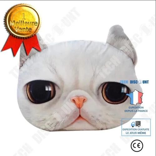 Td Drle 3d Cat Imprimer Coussin Coussin Cratif Mignon Poupe En Peluche Cadeau Home Tapis De Chat Souple Couleur: Blanche