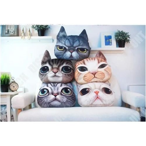 Td Drle 3d Cat Imprimer Coussin Coussin Cratif Mignon Poupe En Peluche Cadeau Homejoli Tapis De Chat. Couleur: Gris