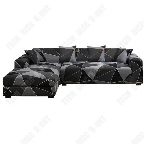 Td Housse De Canap Fibre De Polyester Housse Canape 3 Places+2 Places Housse Canap Noir Housse De Canap D'angle Extensible En L