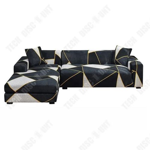 Td Housse De Canap Fibre De Polyester Housse Canape 3 Places+2 Places Housse Canap Noir Housse De Canap D'angle Extensible En L