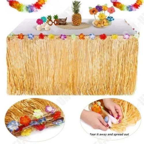 Td Jupe De Table Decoration Hawai 9.6ft Hawaenne Luau Plastique Nappe Avec 26 Fleurs Tropicales Multicolores Diffrents Occasions
