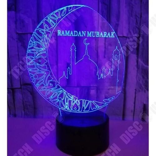 Td Lampe De Table Acrylique Dcoration Ramadan Musulman Lumineuse 3d Lumineuse Stro Led-Veilleuse Hollograme Dcoration Chambre