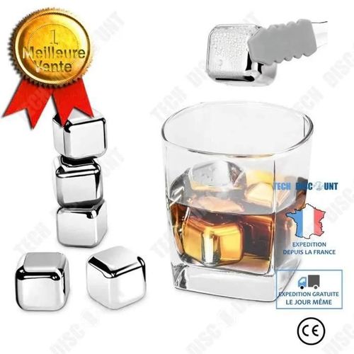 Td Lot De 6 Glaons En Acier Inoxydable Transparent Pierre  Whisky Glaons En Acier Inoxydable Rutilisables