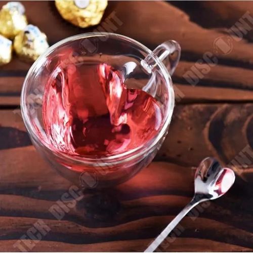 Td Mug En Verre Cristal Double Paroi En Forme De CUr Transparent/ Tasse De Th Rsistant Chaleur 240 Ml