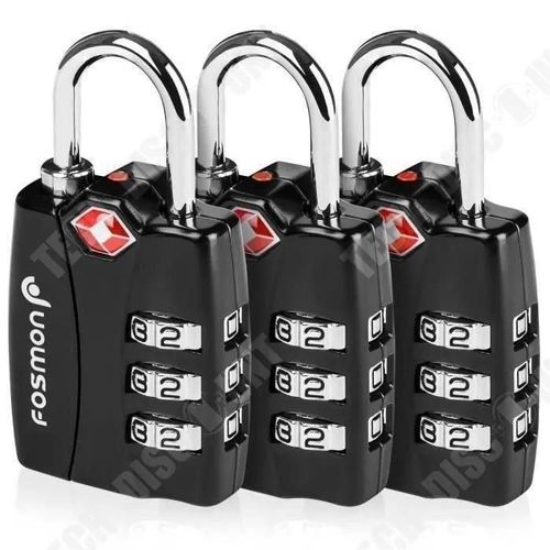 Td Pack De Trois Cadenas Scurit Bagages Serrures, 3 Chiffres Codes De Cadenas Combinaison Avec Indicateur D'alerte Ouverture