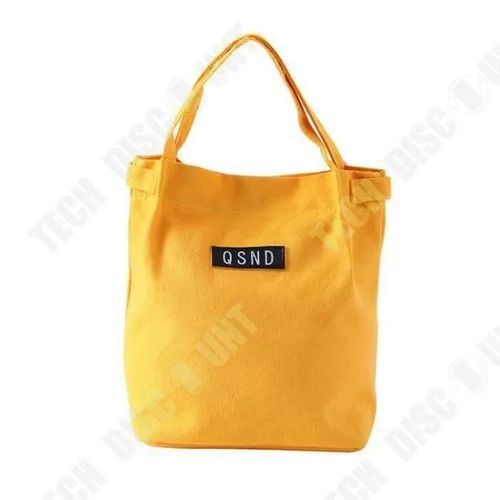 Td Sac De Pique-Nique En Toile De Coton Couleur Pure- Jaune Moutarde- Sac Multifonctionnel Portable Isol- Sac  Lunch