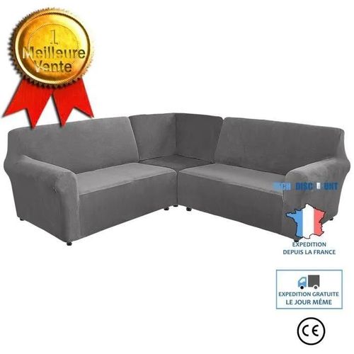 Td Velours paissi En Forme De L 5 Places Chaise Longue D'angle Housse De Canap Couleur Unie Housse De Meuble Simple Housse De Can
