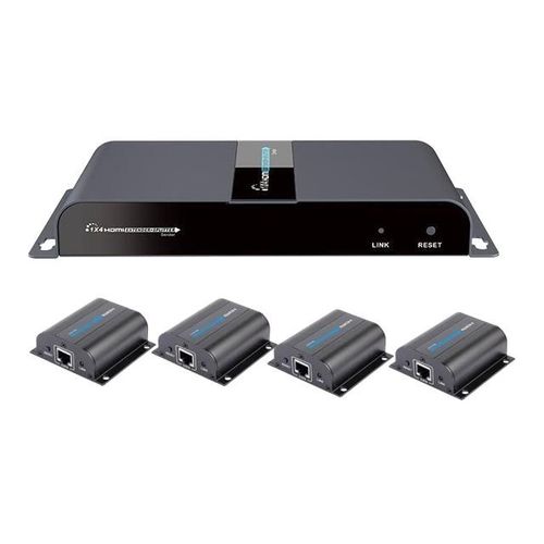 Techly Hdmi 1x4 Extender Splitter Over Cat6/6a/7 50m With Ir Pass-Back - metteur + 4 Rcepteurs - Rallonge Vido/Audio/Infrarouge - Hdmi, Infrarouge - Plus De Cat 6/6a/7 - 4 Ports - Jusqu' 50 M