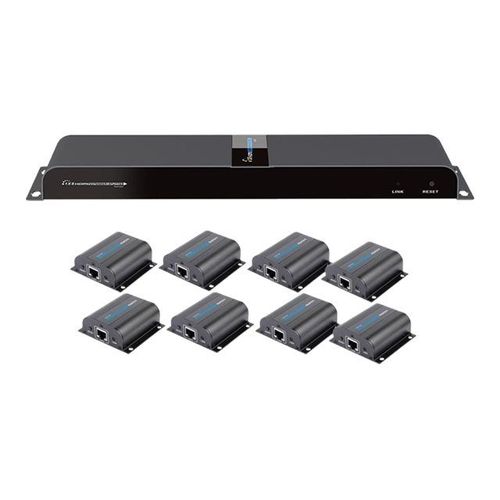 Techly Hdmi 1x8 Extender Splitter Over Cat6/6a/7 50m With Ir Pass-Back - metteur + 8 Rcepteurs - Rallonge Vido/Audio/Infrarouge - Hdmi, Infrarouge - Plus De Cat 6/6a/7 - 8 Ports - Jusqu' 50 M