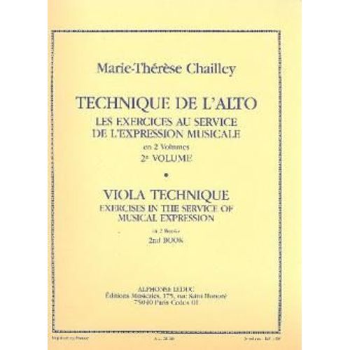 Technique De L'alto : Les Exercices Au Service De L'expression Musicale Volume 2
