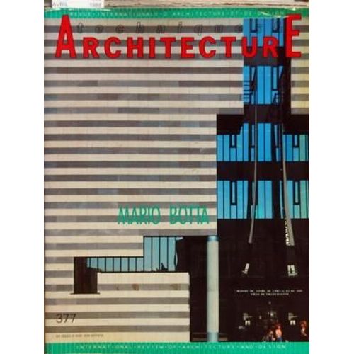 Techniques Et Architecture N 377 Du 01/04/1988 - Mario Botta