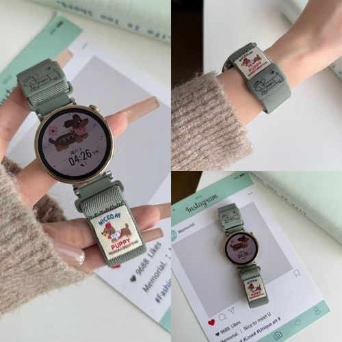 Teckel Mignon Adapt Au Bracelet De Montre Huawei Gt5/4 Gt3pro Boucle Magntique Unie Watch2 Graffiti Pro-Teckel Graffiti - Vert Menthe - Compatible Avec [Huawei Gt4/5 (41 Mm)] 18 Mm