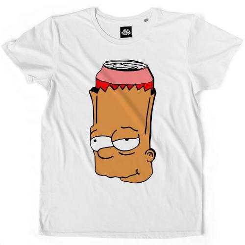 Teetown - T Shirt Homme - Drunk Bart - Cartoon Homer Bire Vodka Lisa Marge Alcool Wiskey - 100% Coton Bio