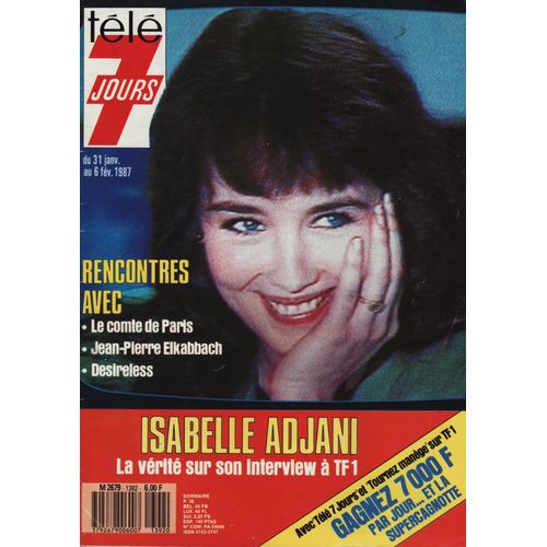 Tl 7 Jours / 26-01-1987 N1392 : Isabelle Adjani (2p) - Tony Danza (1,5p) - Michel Sardou (1p)