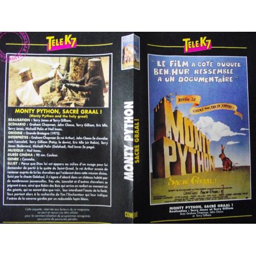 Tele K7 Jaquette Du Film.Monty Python,Sacr Graal!.(1975).Ralisation.Terry Jones Et Terry Gilliam Avec Graham Chapman John Cleese Terry Gilliam Eric Idle