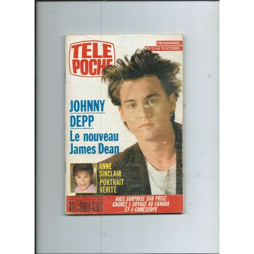 Tele Poche 07/10/1991 Johnny Depp, A. Sinclair, A. Girardot, Estelle & David Hallyday, Bryan Adams, Ardisson, Tin Machine, Yves Duteil, Charlelie Couture, Les Coquines, Stephan Eicher, Philippe Lavil