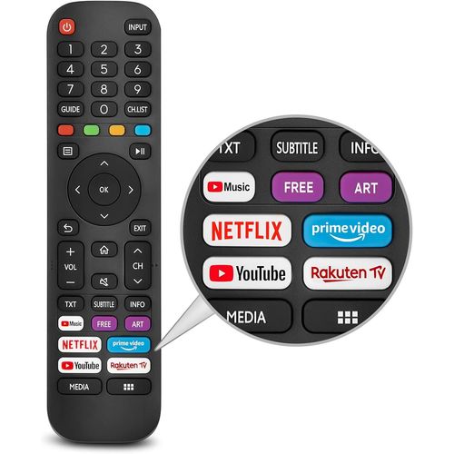 Tlcommande De Rechange Universelle Pour H nse-Vidaa-Tv, Nouvelle Tlcommande Infrarouge H nse En2G30H/En2A30, Avec Boutons Netflix, Prime Video, Youtube, Rakuten Tv[NOU630372]