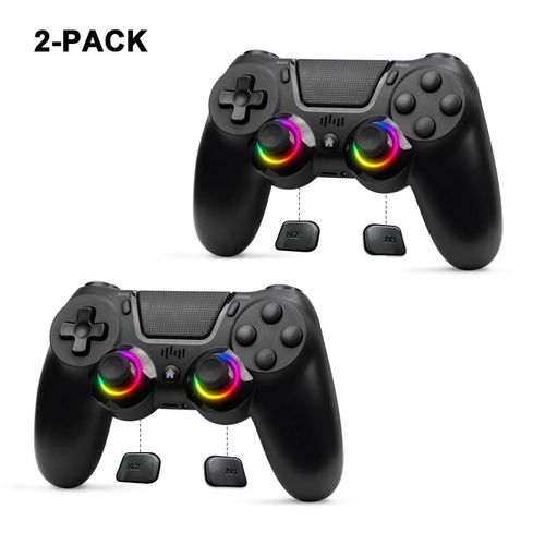 Tlcommande Sans Fil Pour Ps4/Pro/Slim, Contrleur Pc Filaire Avec Lumires Rgb/Programmable/Gyroscope 6 Axes/Double Vibration/Prise Audio Black And Blue China