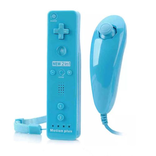 Tlcommande Wiimote Plus (Motion Plus Inclus) Et Nunchuck Pour Nintendo Wii Et Wii U - Bleu