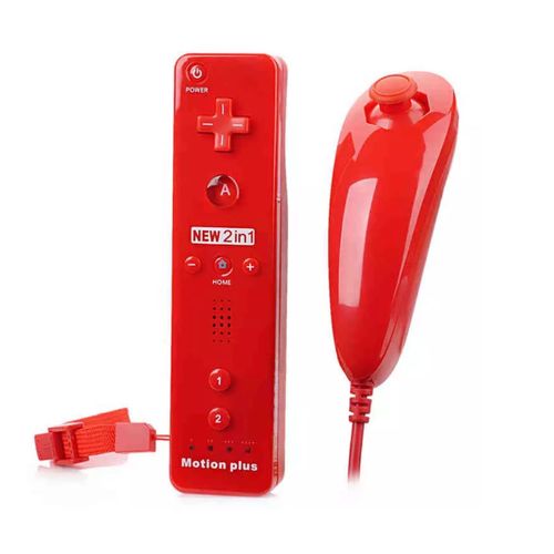 Tlcommande Wiimote Plus (Motion Plus Inclus) Et Nunchuck Pour Nintendo Wii Et Wii U - Rouge