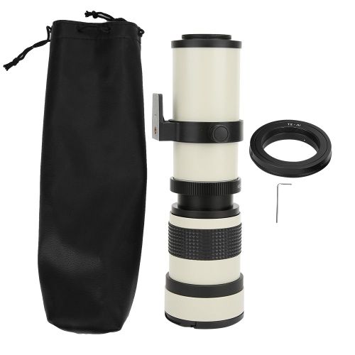 Teleobjectif zoom teleobjectif blanc 420-800 mm, ouverture f/8,3-16, mise au point manuelle complete, pour appareil photo Nikon a monture F