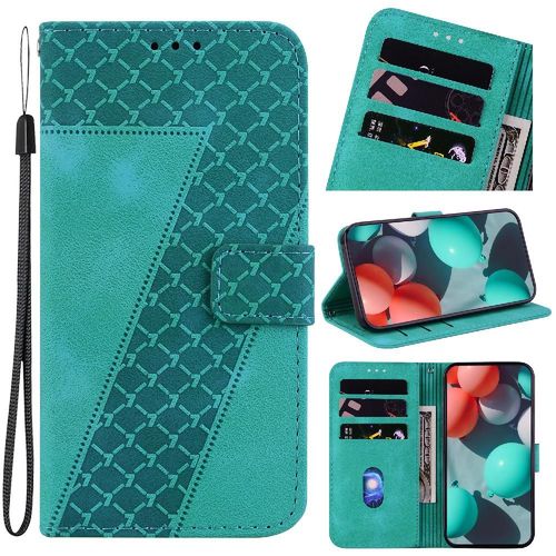 Tlphone tui Pour Iphone 15 Pro Max Couverture Flip Folio Fonction De Fente De Carte Motif En Relief Portefeuille Cuir Pu - Vert