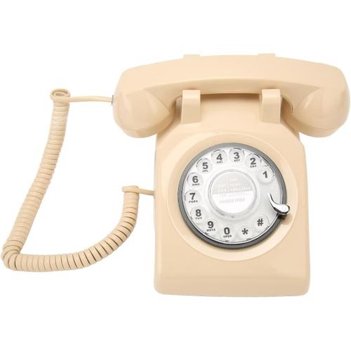 Tlphone Fixe Rtro, Tlphone Fixe Filaire Vintage des Annes 1980, Tlphone de Bureau  L'ancienne, pour la Maison, Le Bureau, L'htel (Beige)