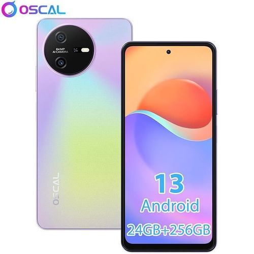 Tlphone Portable Dbloqu Oscal Tiger 12 6,78 pouces 24Go+256Go-SD 1To Camra 64MP 5000mAh Android 13 NFC Dual SIM GPS