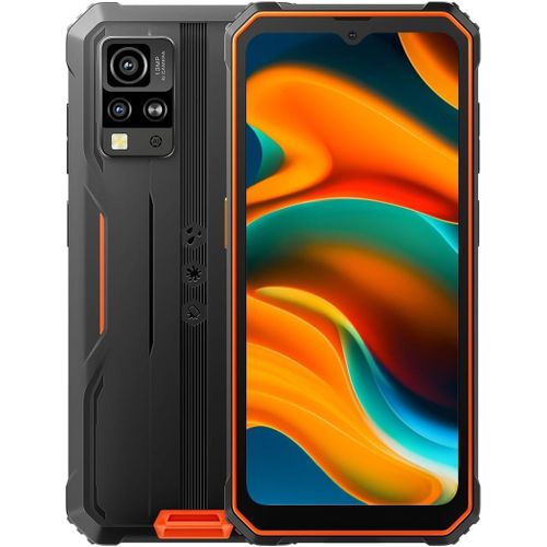 Tlphone Portable Incassable Bv4800, 6Gb+64Gb(Extension 1Tb), 6.56'' Hd+ 120Hz, 13Mp+5Mp, Android 13 Smartphone Dual Sim Ip68 Ip69K tanche Dverrouill, Empreinte Digitale,Gps Nfc Orange